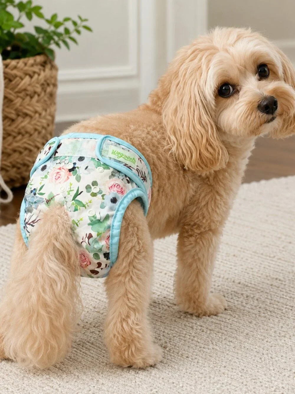 Wegreeco Female Dog Diaper Medium Floral Washable Reusable Pet Diaper Adjustable